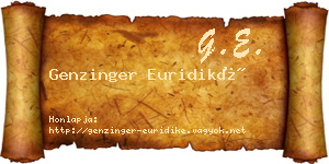Genzinger Euridiké névjegykártya